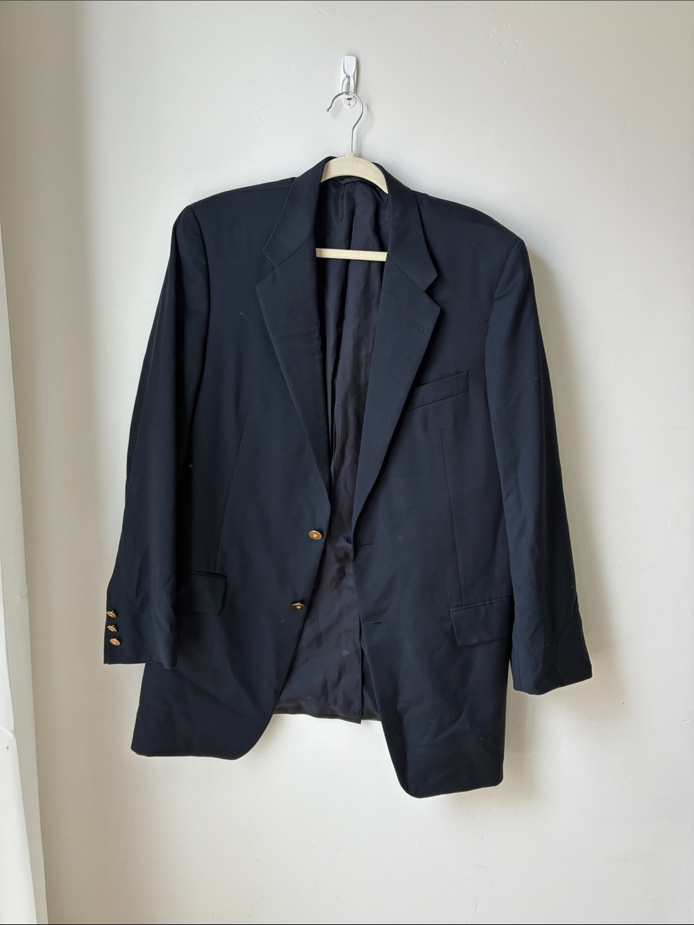 SAKS FIFTH AVE Blazer Men’s 41 Long, Blue wool cashmere blend two button style